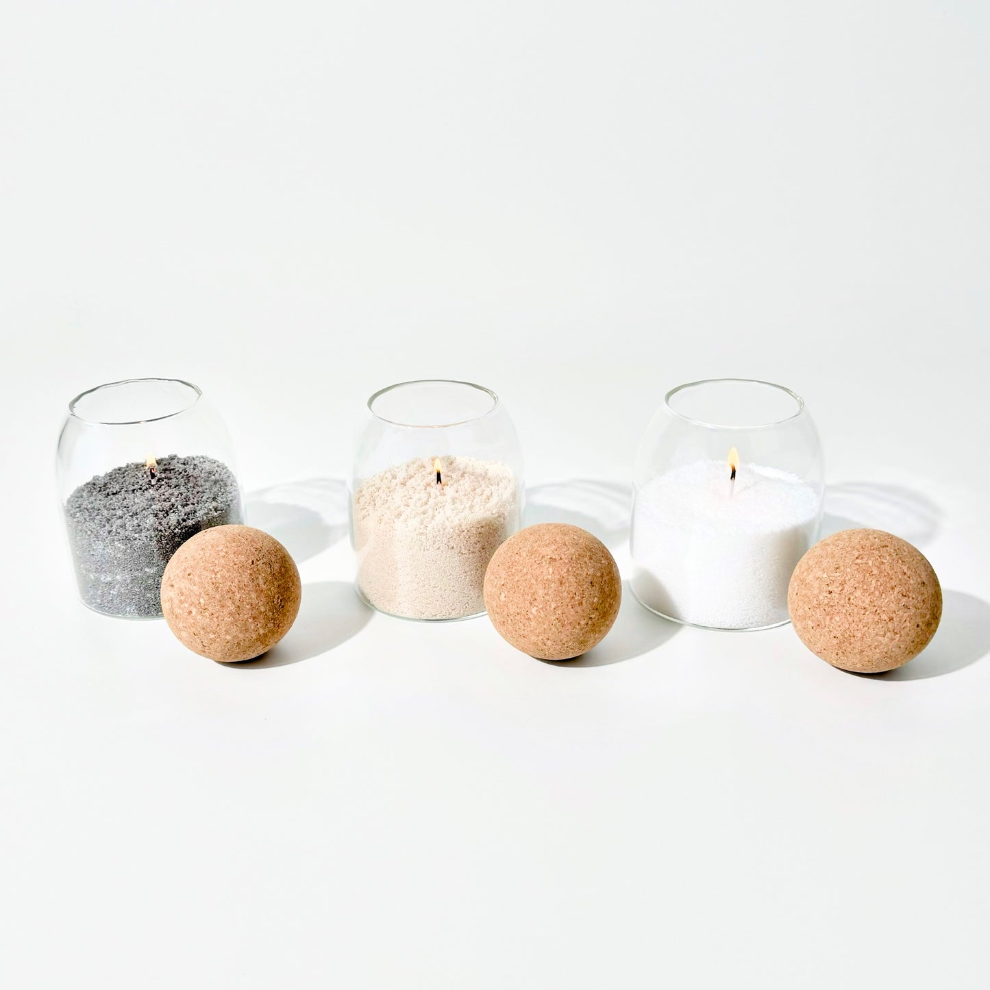 Kerzensand-Glas mit Korkugel Verschluss | ca. 150g Kerzensand | verschiedene Farben | Duftkerzensand