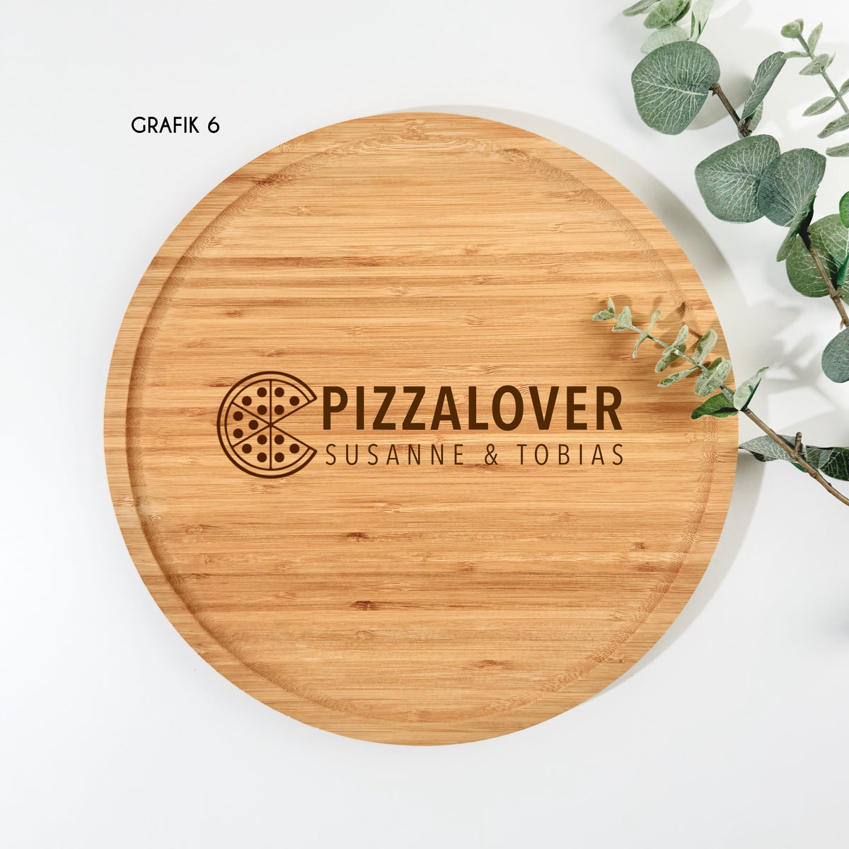 Pizzateller aus Bambusholz – 32 cm | personalisierbar mit Gravur