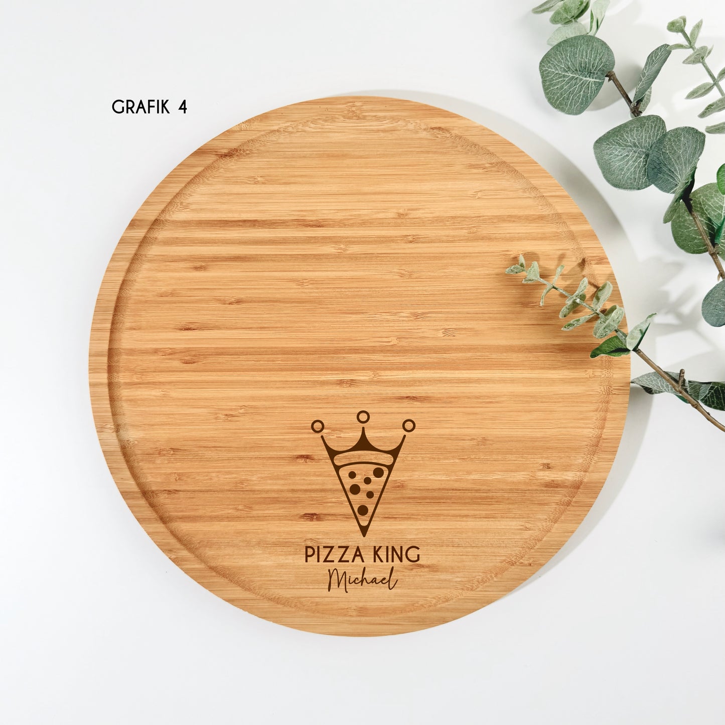Pizzateller aus Bambusholz – 32 cm | personalisierbar mit Gravur