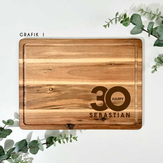 Akazienbrett GEBURTSTAG | 38x28 cm, personalisierbar
