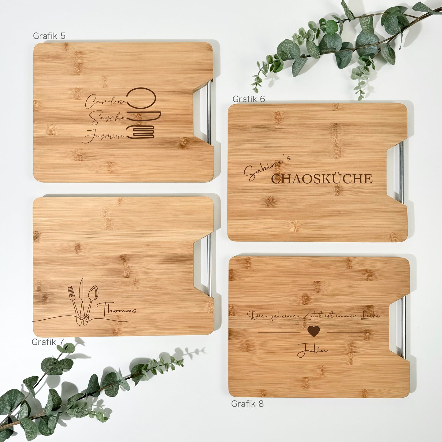 Bambusbrett mit Griff | 32,5x25 | individuell personalisierbar | Grillbrett| Schneidebrett | Servierbrett