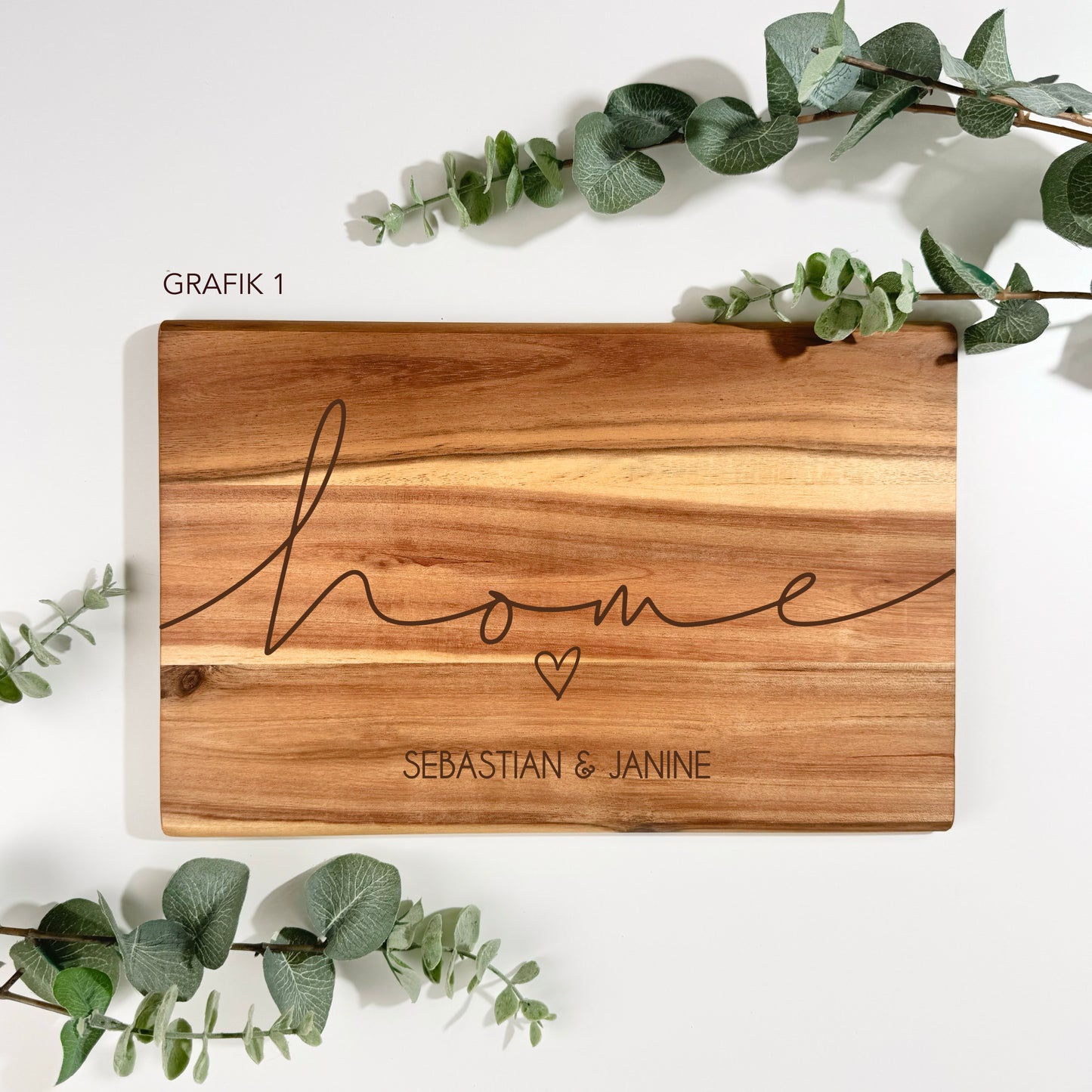 Frühstücksbrett aus Akazienholz HOME | 32x21 cm |individuell PERSONALISIERBAR