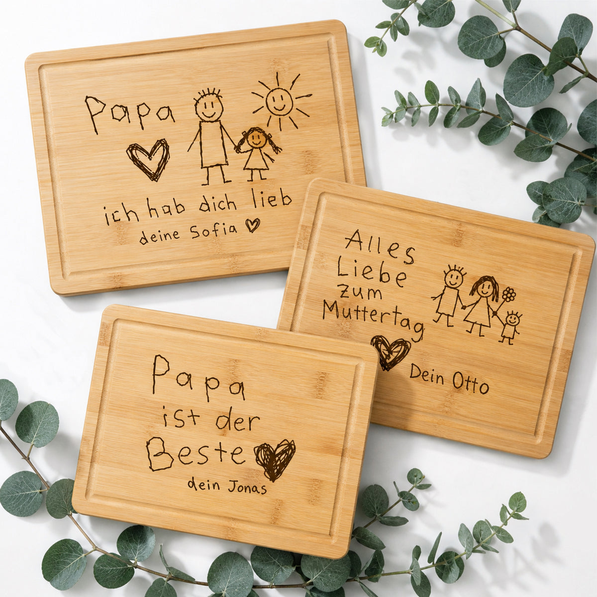 Bambusbrett mit KINDERZEICHNUNG  | 38x28 cm | personalisierbar