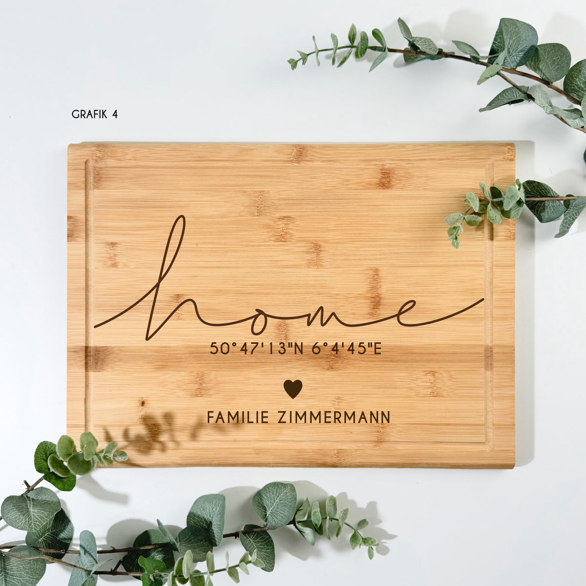 Bambusbrett HOME  | 38 × 28 cm, personalisierbar