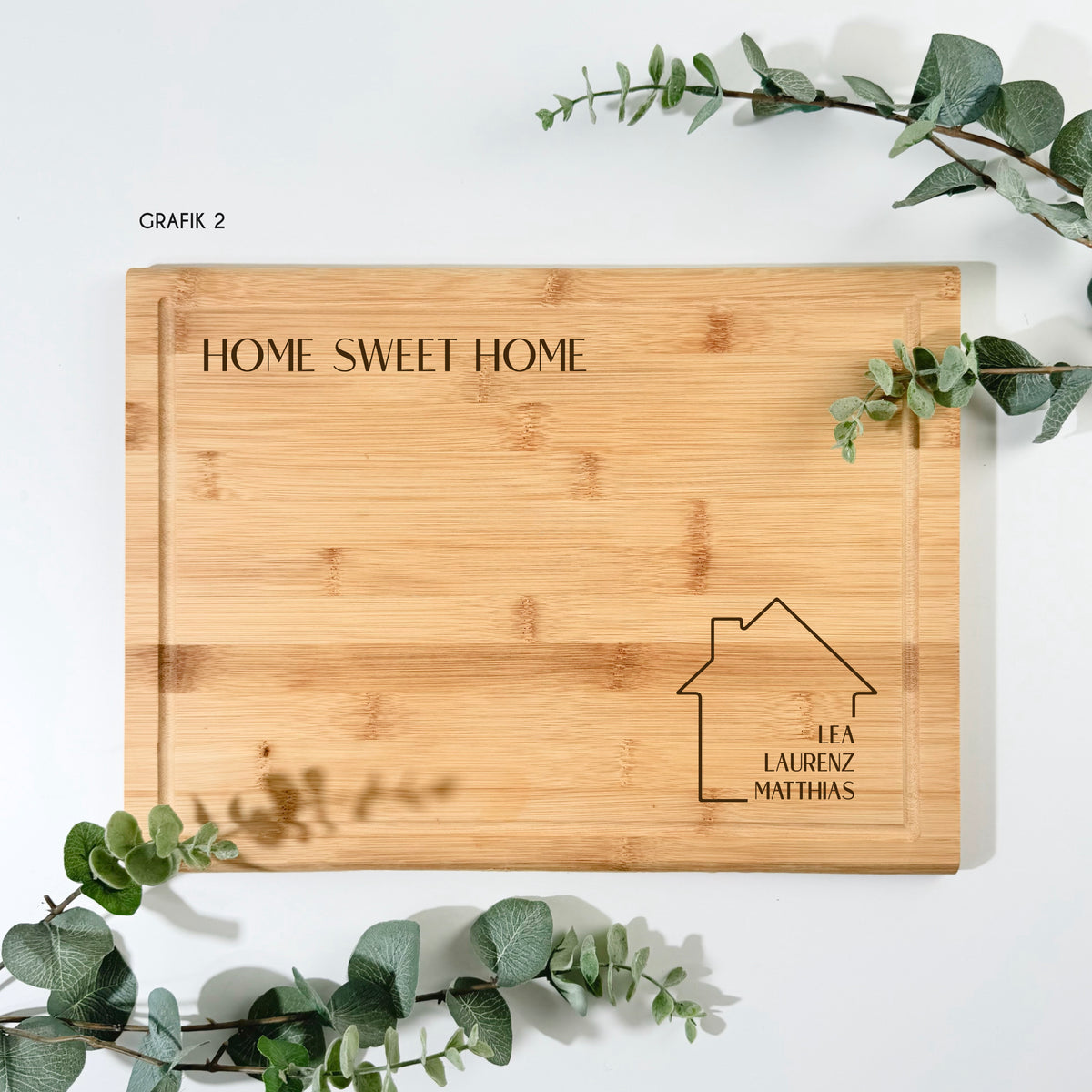 Bambusbrett HOME  | 38 × 28 cm, personalisierbar