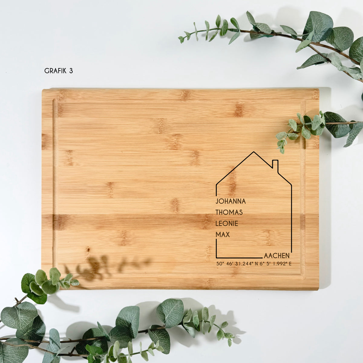 Bambusbrett HOME  | 38 × 28 cm, personalisierbar