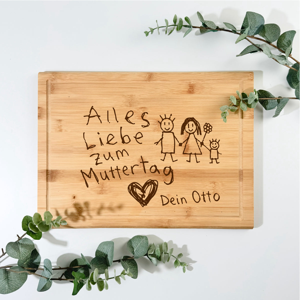 Bambusbrett mit KINDERZEICHNUNG  | 38x28 cm | personalisierbar