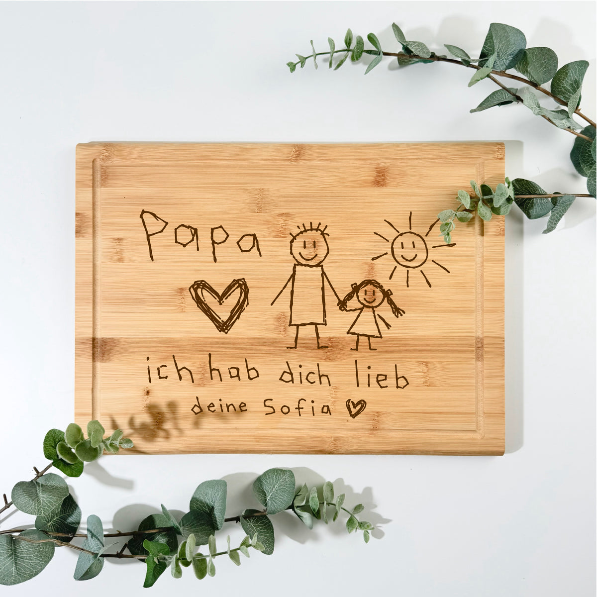 Bambusbrett mit KINDERZEICHNUNG  | 38x28 cm | personalisierbar