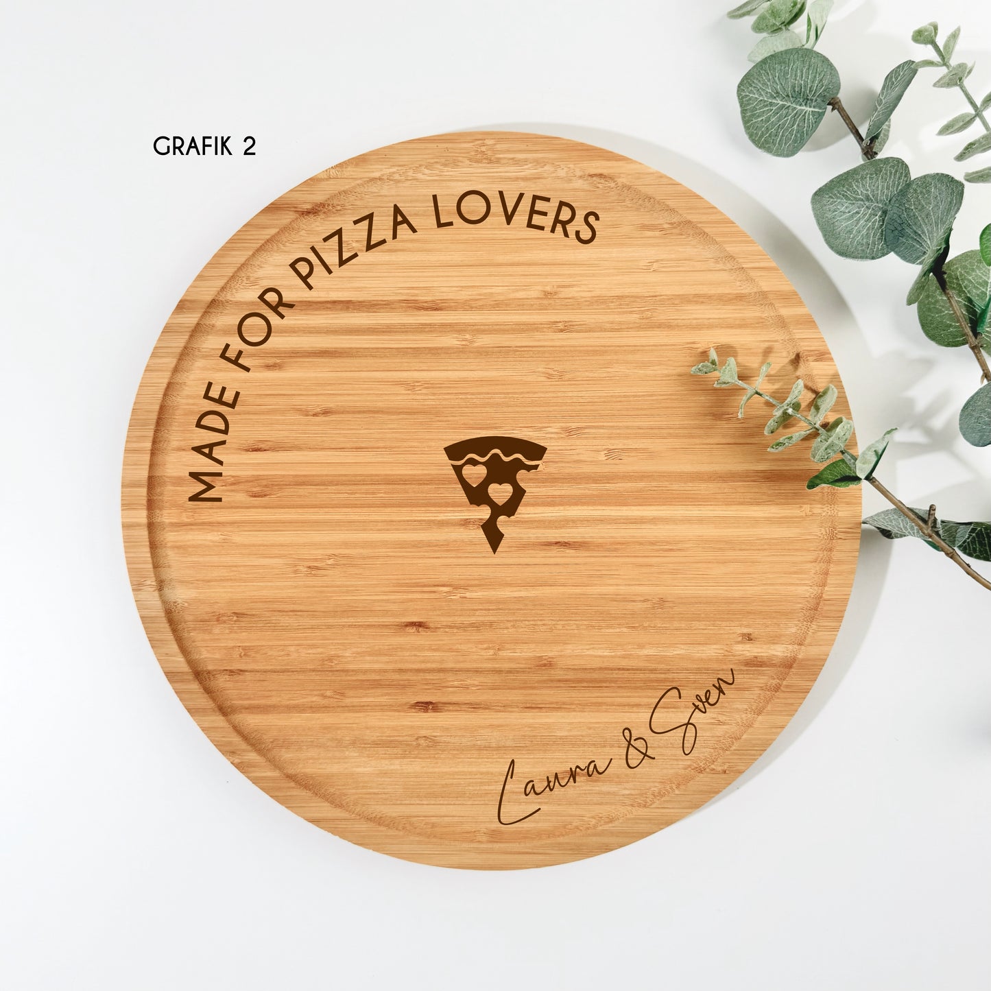 Pizzateller aus Bambusholz – 32 cm | personalisierbar mit Gravur
