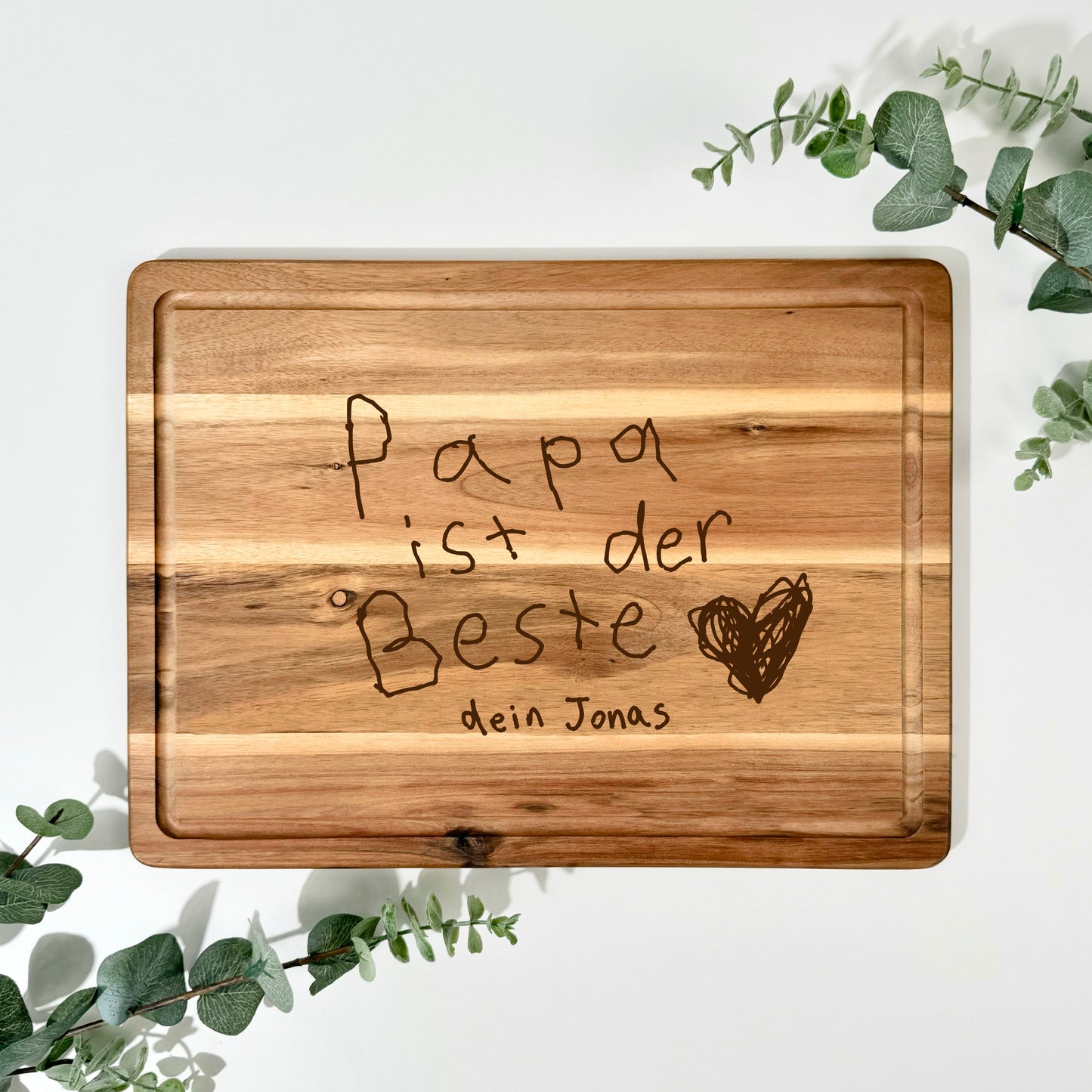 Akaziebrett mit KINDERZEICHNUNG  | 38x28 cm | personalisierbar